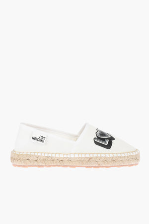 LOVE espadrillas in rete con stampa logo e suola in raffia
