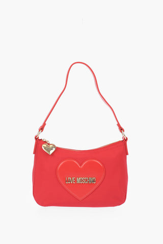 LOVE faux leather details shoulder bag with golden logo