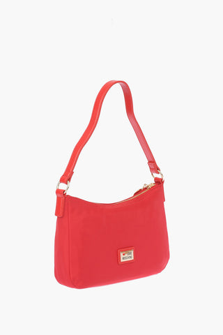 LOVE faux leather details shoulder bag with golden logo