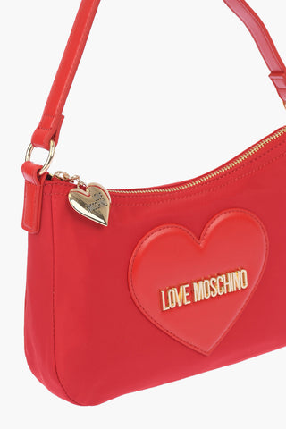 LOVE faux leather details shoulder bag with golden logo