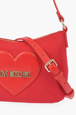 LOVE faux leather details shoulder bag with golden logo