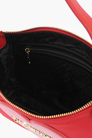 LOVE faux leather details shoulder bag with golden logo