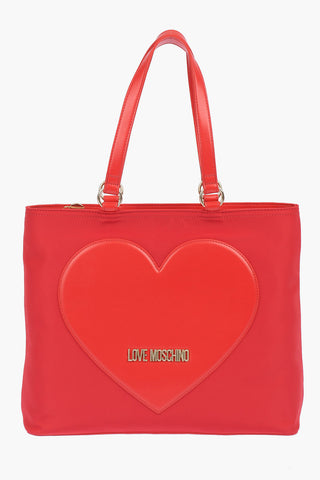 LOVE faux leather details tote bag with golden logo