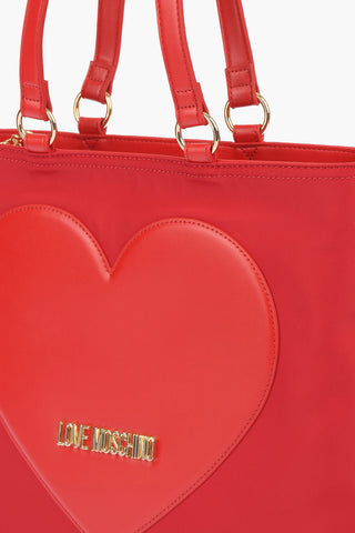 LOVE faux leather details tote bag with golden logo