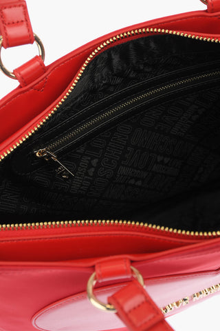 LOVE faux leather details tote bag with golden logo