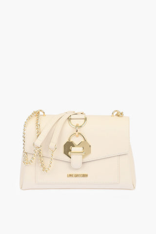  	LOVE faux leather bag with chain shoulder strap