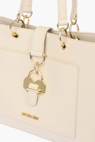 LOVE solid color faux leather tote bag with golden details