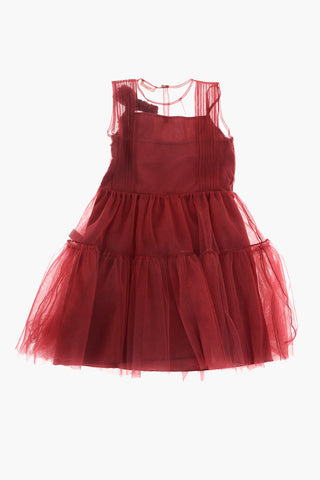 vestito in tulle con fiocco in paillettes