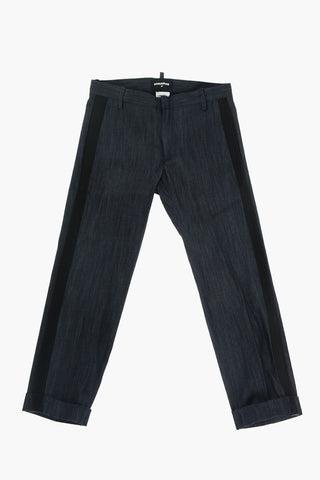 Cuffed Hem piping jeans