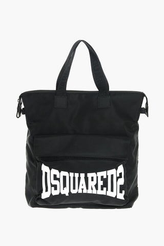borsa a mano in nylon con stampa logo