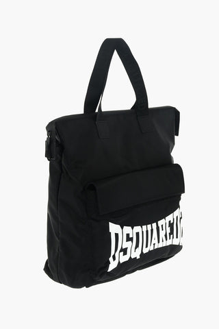 borsa a mano in nylon con stampa logo