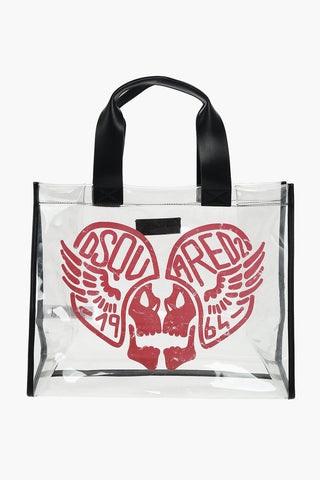 sheer pvc tote bag with print