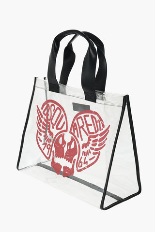 sheer pvc tote bag with print