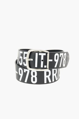 35mm leather BARBARANO belt with embossed logo