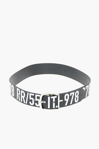 35mm leather BARBARANO belt with embossed logo