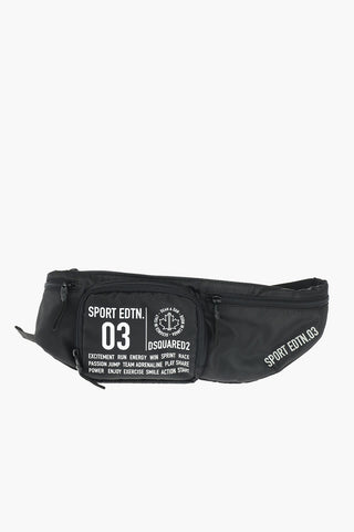 multi pocket bum bag with print