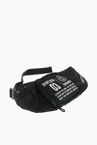 multi pocket bum bag with print