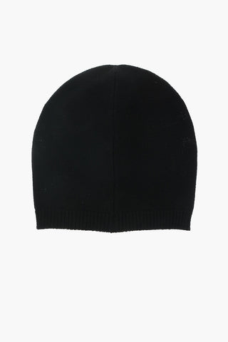 wool blend beanie with printed logo