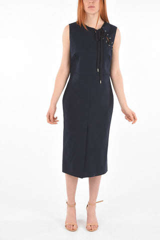 Front Split A-Line Dress with Lace-up Detail