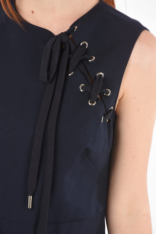 Front Split A-Line Dress with Lace-up Detail