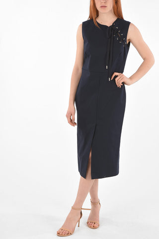 Front Split A-Line Dress with Lace-up Detail