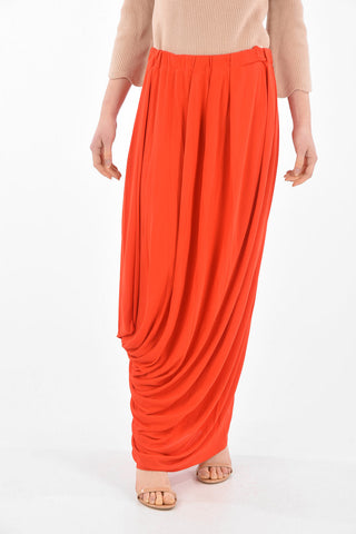 Elastic Waistband Draped Maxi Skirt