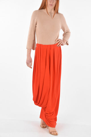 Elastic Waistband Draped Maxi Skirt