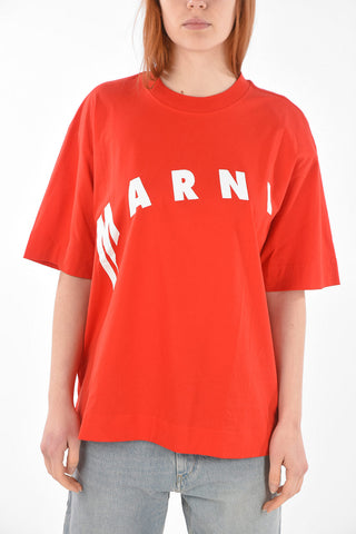 Crew Neck Printed Logo Oversized Cotton T-Shirt