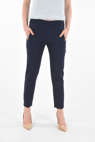 Pantaloni Stretch con Elastico in Vita e Zip alla Caviglia