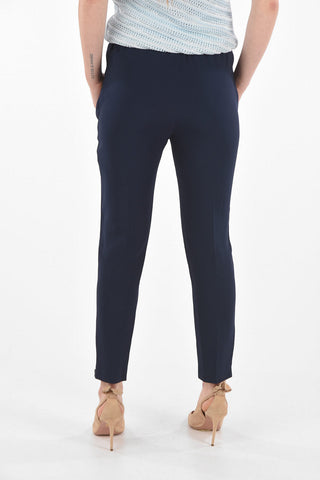 Pantaloni Stretch con Elastico in Vita e Zip alla Caviglia