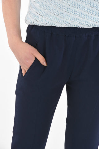 Pantaloni Stretch con Elastico in Vita e Zip alla Caviglia