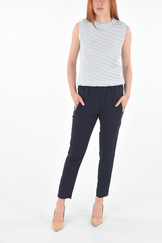Pantaloni Stretch con Elastico in Vita e Zip alla Caviglia