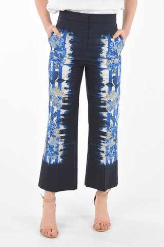 Pantaloni Palazzo in Cotone con Motivo Floreale