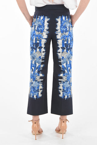 Pantaloni Palazzo in Cotone con Motivo Floreale