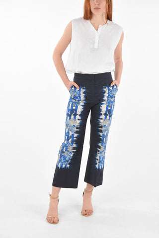 Pantaloni Palazzo in Cotone con Motivo Floreale