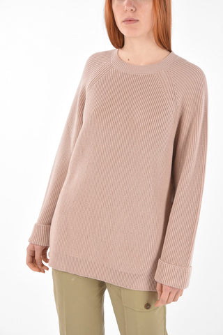 Crew Neck Virgin Wool Sweater with Snap Buttons
