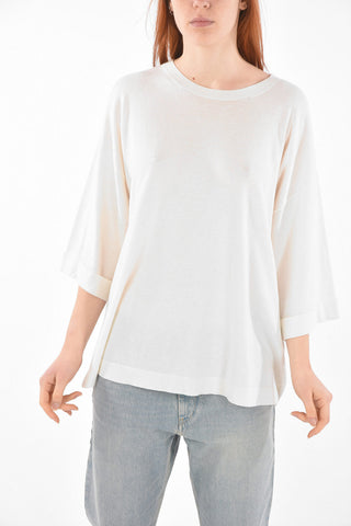 Crew Neck 3/4-Sleeved Cashmere Blend Sweater