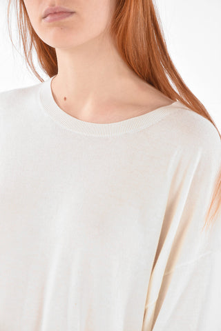 Crew Neck 3/4-Sleeved Cashmere Blend Sweater