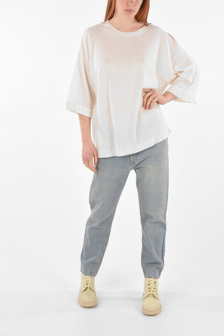 Crew Neck 3/4-Sleeved Cashmere Blend Sweater