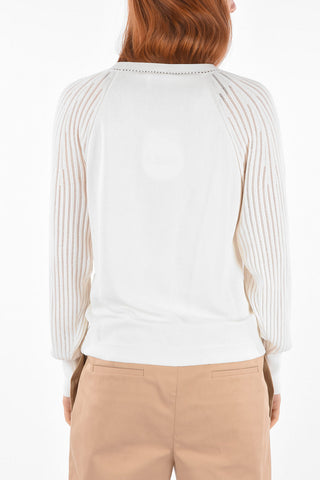 Crew Neck Openwork Sleeve Sweater