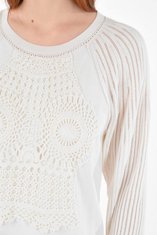 Crew Neck Openwork Sleeve Sweater