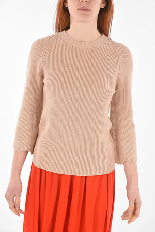 Maglia Girocollo in Cotone con Maniche ad Angelo