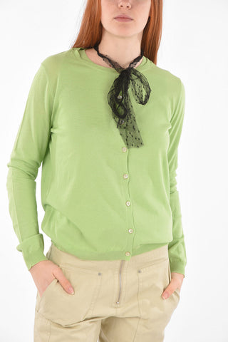 Set Top e Cardigan Tie Neck con Dettaglio in Tulle