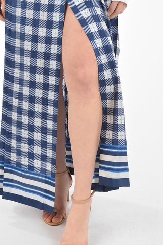 Pleated Detail Checkered Wrap Skirt