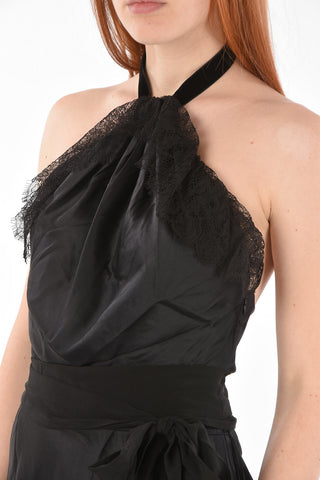 Lace Detail Silk Halterneck Dress