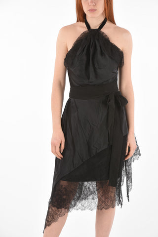 Lace Detail Silk Halterneck Dress