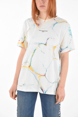 Crew Neck MARBLE Cotton T-Shirt