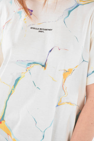 Crew Neck MARBLE Cotton T-Shirt
