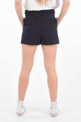 Shorts 4 Tasche in Cotone Stretch con Dettaglio Intrecciato