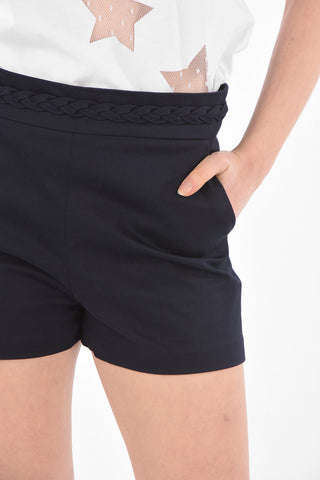 Shorts 4 Tasche in Cotone Stretch con Dettaglio Intrecciato